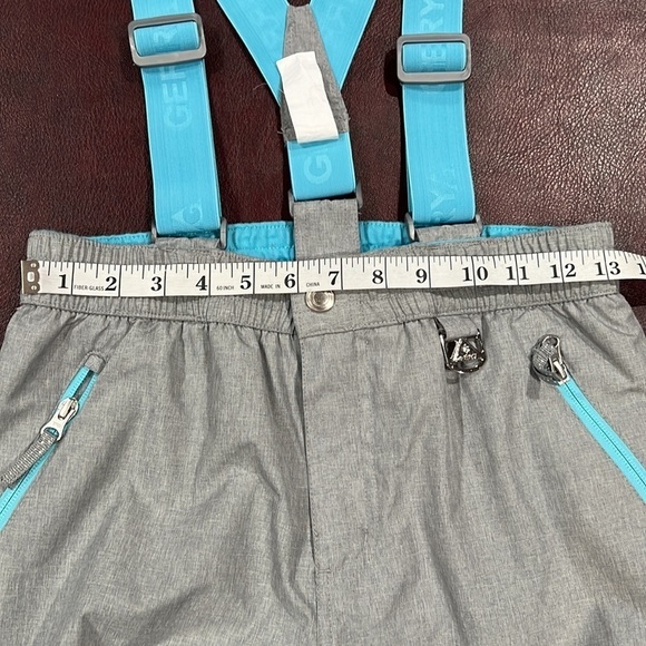 Gerry Girls Gray and Turquoise Insulated Snow Ski Pants w/Suspenders -Sz L 14/16 - Picture 8 of 15